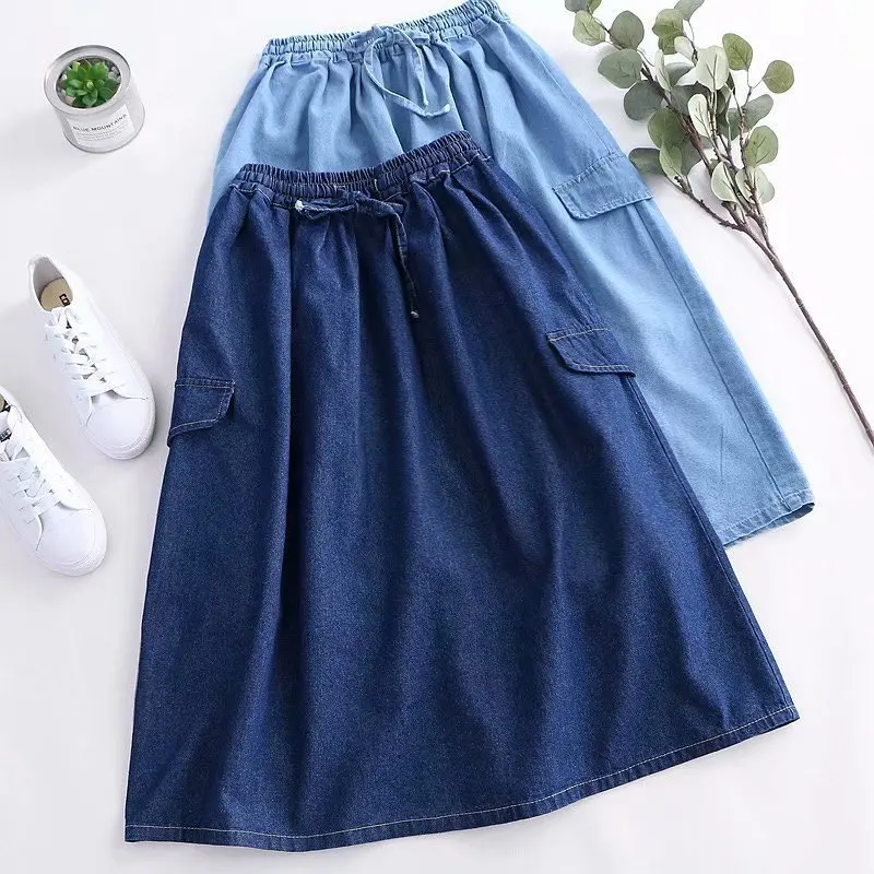 Japanese-style Mori Girl Line Versatile Solid Color Flip Pocket Retro Drawstring Elastic Waist Denim Skirt Women's Dress 19s
Japanese-style Mori Girl Line Versatile Solid Color Flip Pocket Retro Drawstring Elastic Waist Denim Skirt Women's Dress 19s
