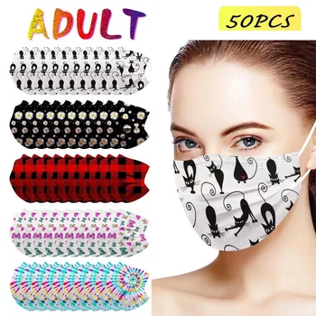 50 PCS Disposable Printed Mask 3-Plys Nonwoven Anti- Dust Mask Anti spray particles Breathable Earloop face Mask Mascarilla 
50 PCS Disposable Printed Mask 3-Plys Nonwoven Anti- Dust Mask Anti spray particles Breathable Earloop face Mask Mascarilla