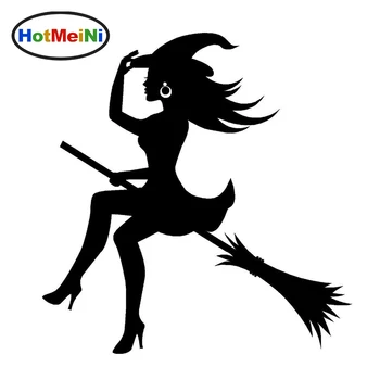 

HotMeiNi 11.5*12cm Funny Car Sticker Witch Sexy Whitch on A Broomstick Figure Car Window Body JDM Vinyl Decal 13 Color