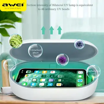 Awei UV-2 Phone Sterilization Box & Wireless Charging Box UV Light Mobile Phone Sterilizer Anti Bacteria For Mask Phones
Awei UV-2 Phone Sterilization Box & Wireless Charging Box UV Light Mobile Phone Sterilizer Anti Bacteria For Mask Phones