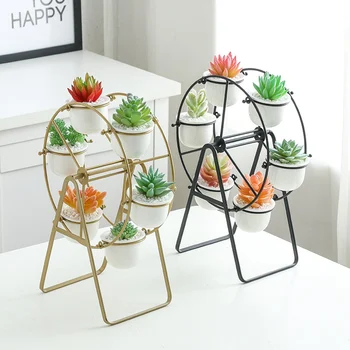 Ferris Wheel Shaped Flower Pot Stands Holder with 6 Round Ceramic Succulent Planter for Home Garden Office Desktop Decoration
Ferris Wheel Shaped Flower Pot Stands Holder with 6 Round Ceramic Succulent Planter for Home Garden Office Desktop Decoration