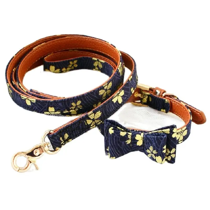 

Soft Japanese Kimono Style Bow Tie Dog Collar Leash Pet Supplies Cat Accessories Handsome Poodle Maltese Terrier Day Walks