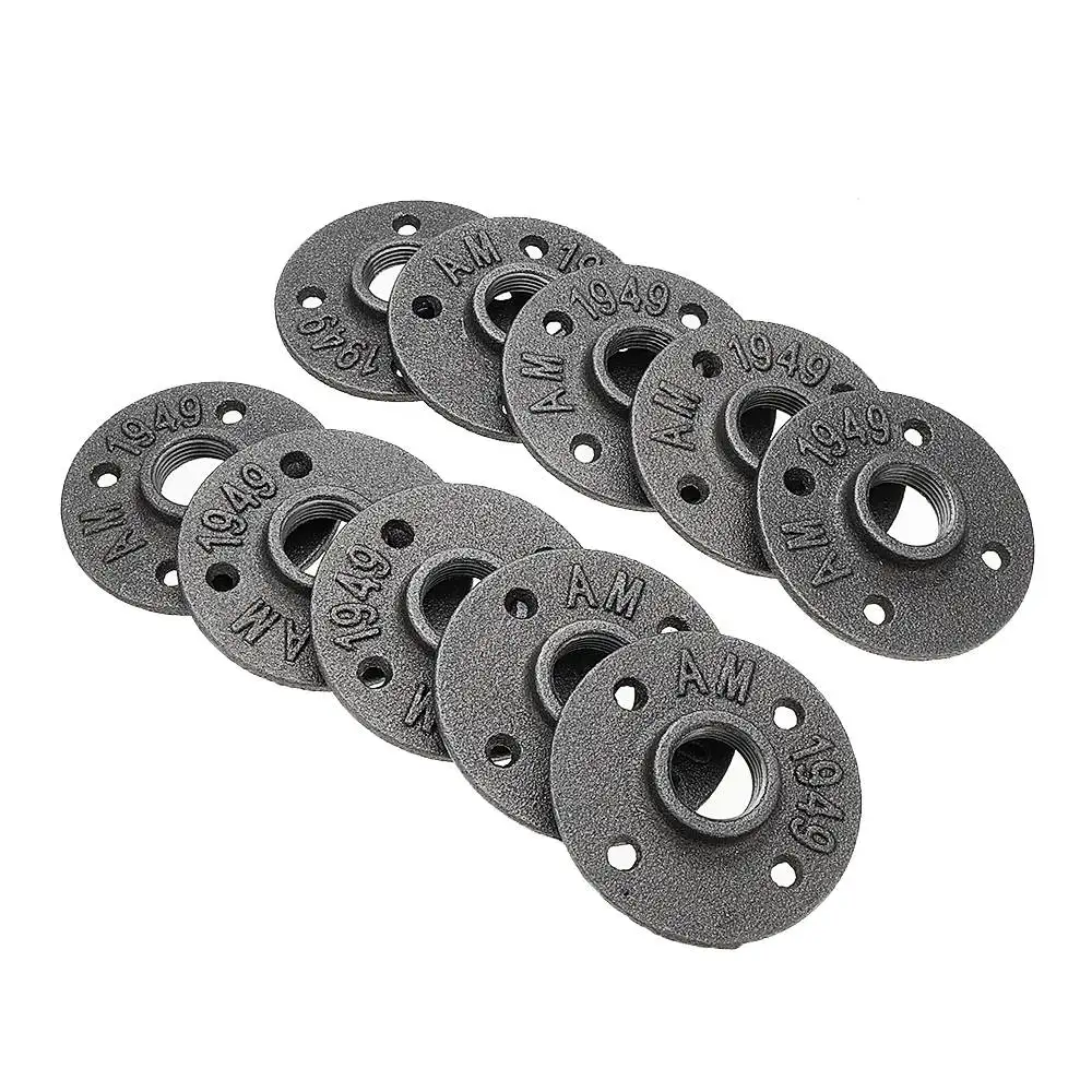 10Pcs Set 1/2" 3/4" 1" 4 holes Thread BSP Malleable Iron Pipe Fittings Wall Mount Floor Vintage Flange Piece Hardware Tools
10Pcs Set 1/2" 3/4" 1" 4 holes Thread BSP Malleable Iron Pipe Fittings Wall Mount Floor Vintage Flange Piece Hardware Tools