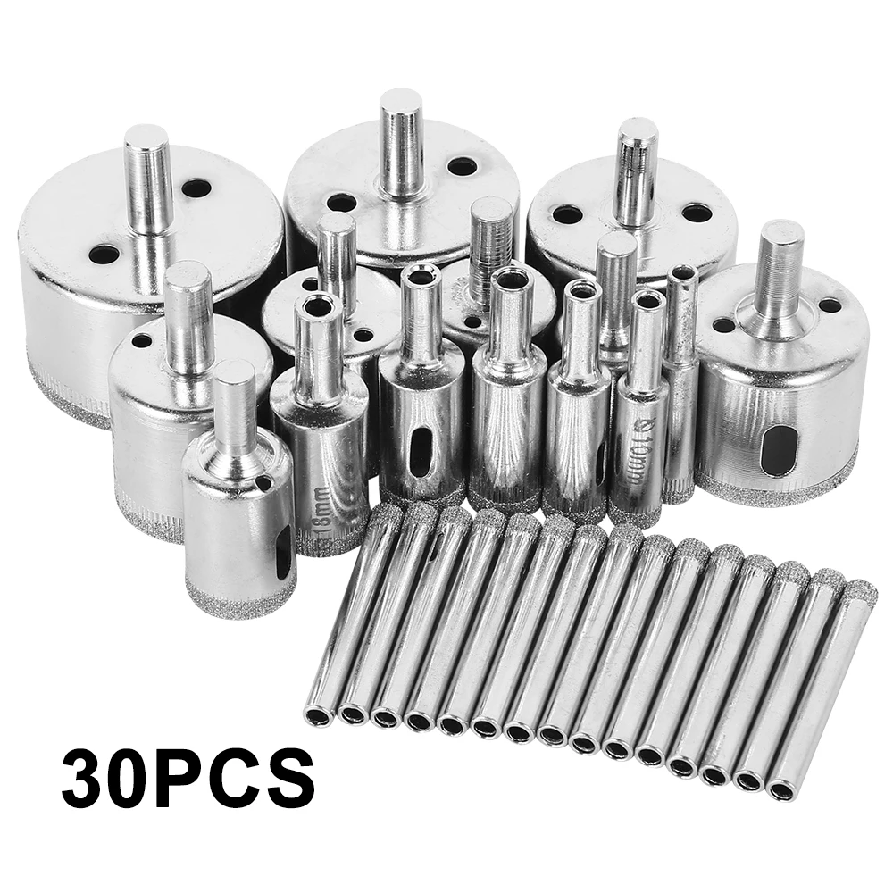 30pcs Diamond Coated Drill Bit Set Tile Marble Glass Ceramic Hole Saw Drilling Bits For Power Tools 6mm-50mm
30pcs Diamond Coated Drill Bit Set Tile Marble Glass Ceramic Hole Saw Drilling Bits For Power Tools 6mm-50mm