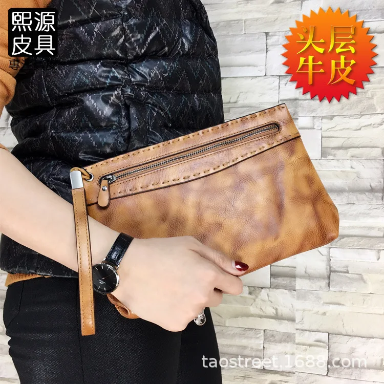 2020 Europe And America Genuine Leather Handbag Vegetable Tanning Full-grain Leather Retro Hand-rub Color Men Clutch Bag
2020 Europe And America Genuine Leather Handbag Vegetable Tanning Full-grain Leather Retro Hand-rub Color Men Clutch Bag