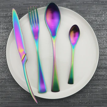 24pcs Rainbow Metal Dinnerware Set Stainless Steel Restaurant Flatware Set High Quality Home Kitchen Tableware Set Accessories
24pcs Rainbow Metal Dinnerware Set Stainless Steel Restaurant Flatware Set High Quality Home Kitchen Tableware Set Accessories