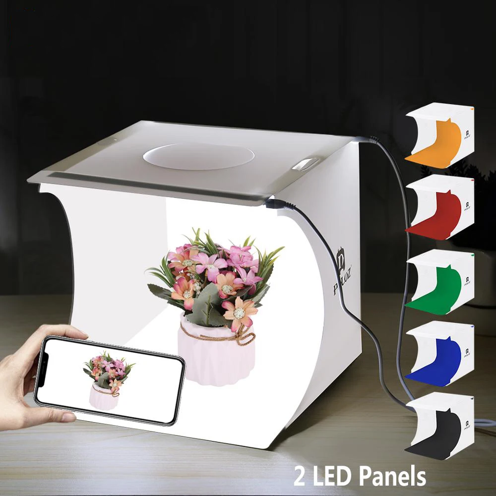 Mini Folding Lightbox Photography Studio Softbox 2 LED Light Soft Box Photo Video Box Background Kit Light box for DSLR Camera
Mini Folding Lightbox Photography Studio Softbox 2 LED Light Soft Box Photo Video Box Background Kit Light box for DSLR Camera