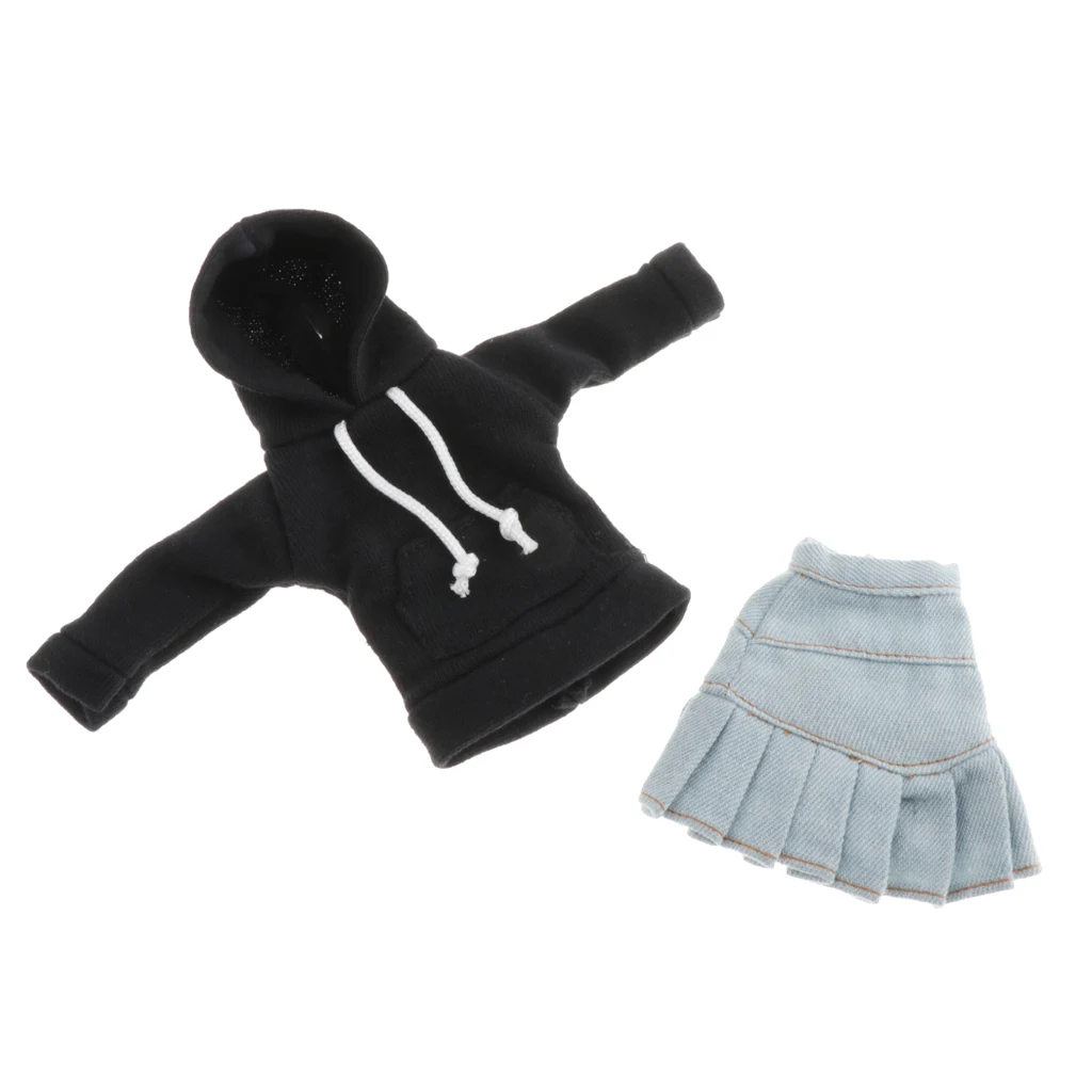 Cute Hoodie & Jeans Skirt For 1/6 Blythe Licca/Momoko/Azone Outfits Cute Hoodie & Jeans Skirt For 1/6 Blythe Licca/Momoko/Azone Outfits