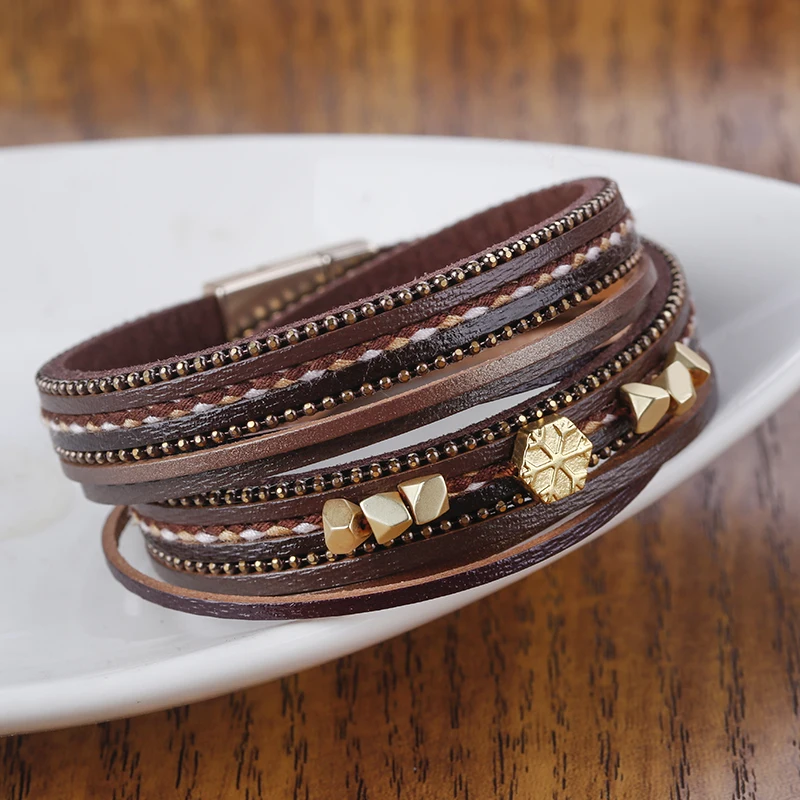 Flashbuy Alloy Multilayer Leather Bracelets For Women Bohemia Metal Magnet Wrap Bracelets Female Classic 3 Color Bangles 
Flashbuy Alloy Multilayer Leather Bracelets For Women Bohemia Metal Magnet Wrap Bracelets Female Classic 3 Color Bangles