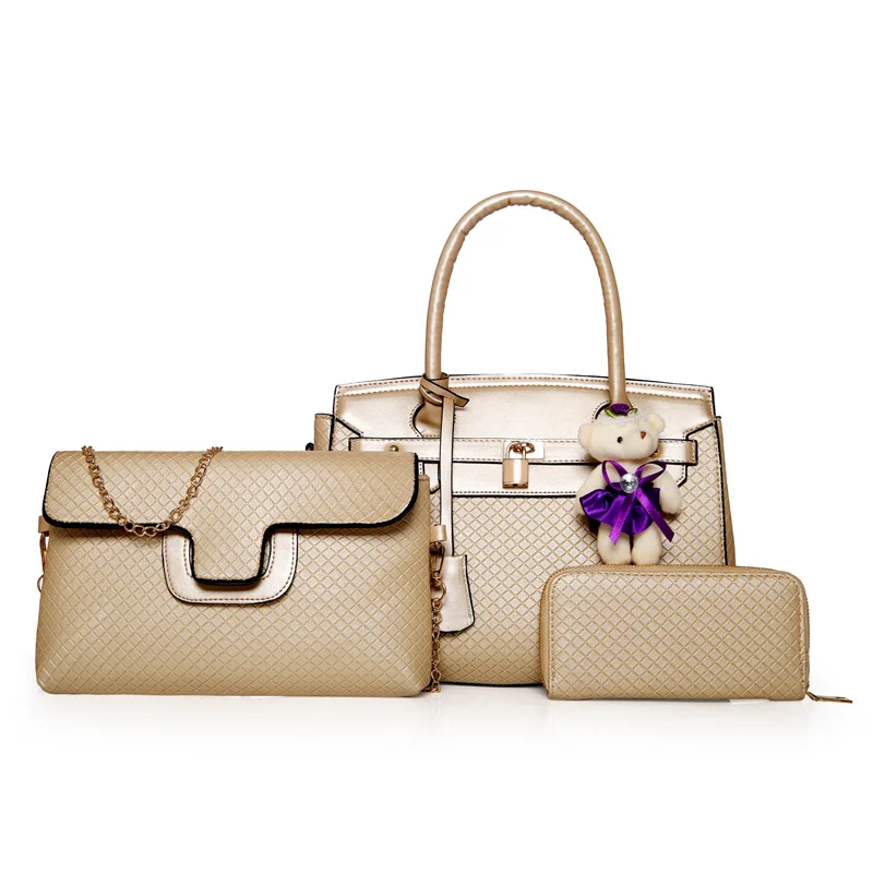 2019 New Style Rhombus Embossed Three-piece Set Women's Handbag Occident Fashion Shoulder WOMEN'S Bag Bear Pendant
2019 New Style Rhombus Embossed Three-piece Set Women's Handbag Occident Fashion Shoulder WOMEN'S Bag Bear Pendant