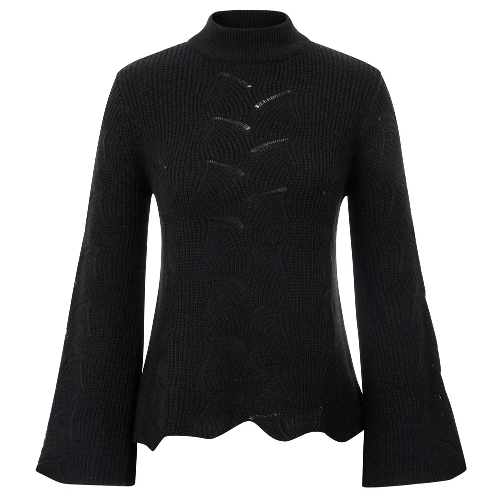 Women's Mock Neck sweater warm spring fall plain color Hollowed-out Knitwear Knitted Tops Casual Long Bell Sleeves sweater lady
Women's Mock Neck sweater warm spring fall plain color Hollowed-out Knitwear Knitted Tops Casual Long Bell Sleeves sweater lady