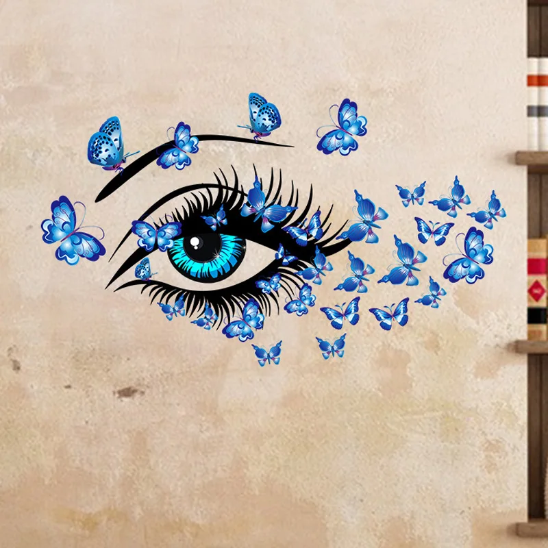 Синие Красивые глаза и фотообои для гостиной|Наклейки на стену| |