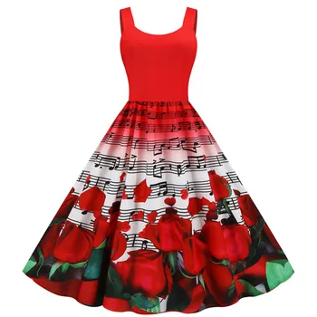 Robe Vintage Dress Women Valentines Day Rose Print Sleeveless Evening Party Dress Summer Dresses 2020 Vestidos de mujer 
Robe Vintage Dress Women Valentines Day Rose Print Sleeveless Evening Party Dress Summer Dresses 2020 Vestidos de mujer