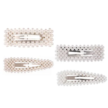 4pcs Fashion Simple Hair Clips Fresh Pearl Hair Barrettes Bobby Pin Hair Pins for Ladies and Girls (Triangle Golden + Rectangle 
4pcs Fashion Simple Hair Clips Fresh Pearl Hair Barrettes Bobby Pin Hair Pins for Ladies and Girls (Triangle Golden + Rectangle