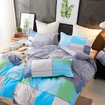 Thumbedding Large Lattice Bedding Set Queen Size Cold Color Summer Duvet Cover Queen King Full Twin Single Unique Design Bed Set