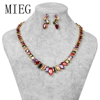 MIEG Sparkling Colorful Marquise Cut Cubic Zirconia CZ Crystal Tennis Necklace and Earring Bridal Jewelry Set for Wedding Party
MIEG Sparkling Colorful Marquise Cut Cubic Zirconia CZ Crystal Tennis Necklace and Earring Bridal Jewelry Set for Wedding Party