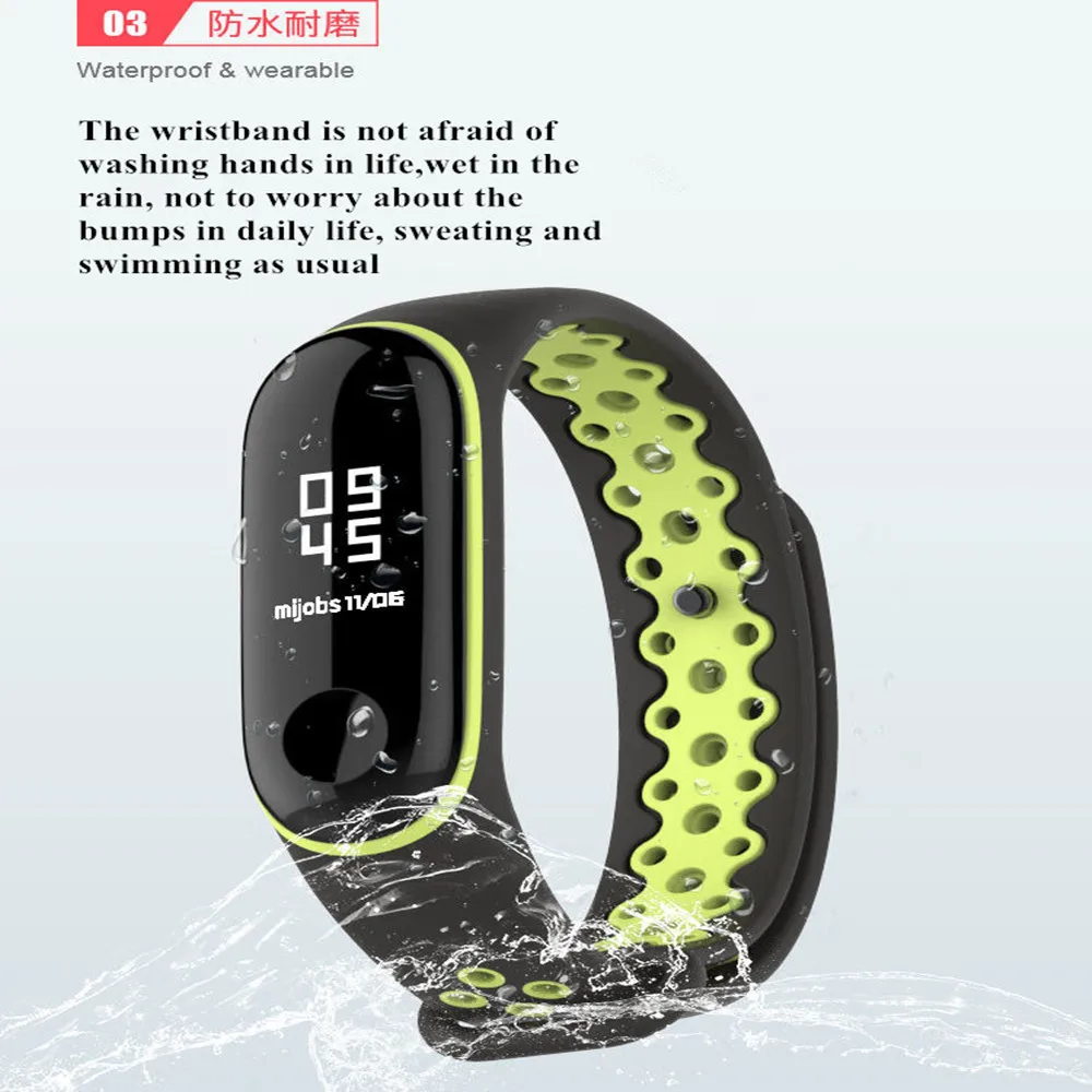 Ремешок силиконовый для Mi Band 3 4 спортивный браслет смарт часов Xiaomi band