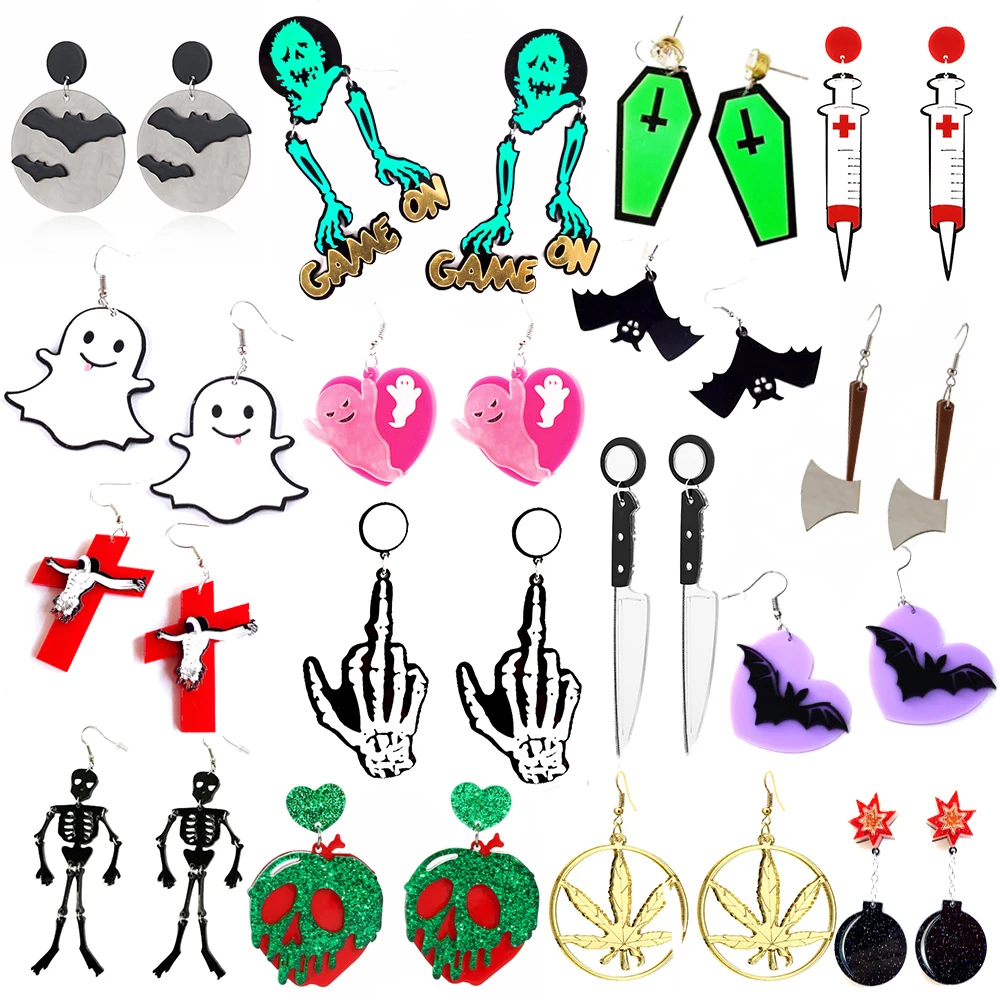 Earrings For Women Fashion Eardrop Hip Hop Girls Gift Exaggeration Special Horrible Scary Halloween Cross Bat Skeleton
Earrings For Women Fashion Eardrop Hip Hop Girls Gift Exaggeration Special Horrible Scary Halloween Cross Bat Skeleton
