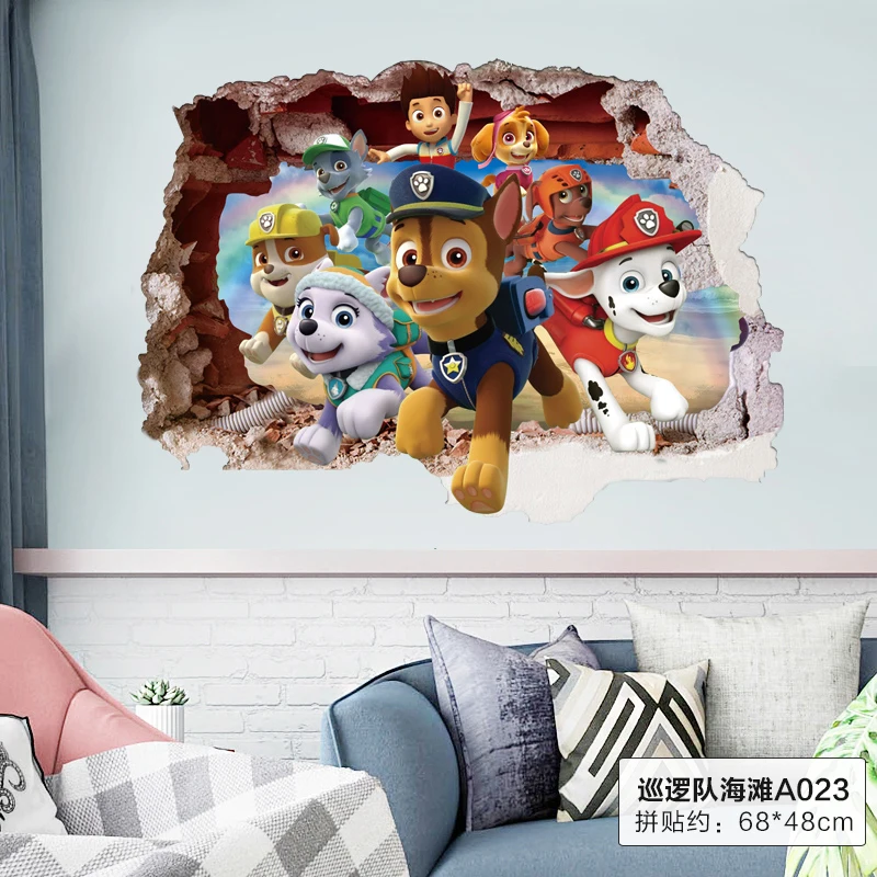 Горячая Распродажа 3D наклейки на стену в виде героев мультфильма Щенячий патруль
