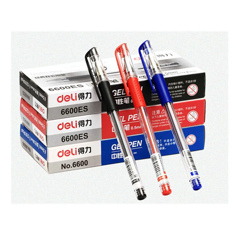 

Gel Pens 0.5mm Writing Point Black Red Blue Material Escolar 12PCS Students Pen Impervious Paper