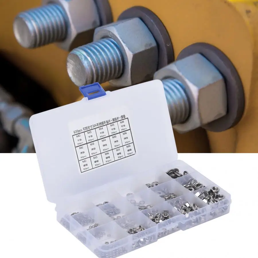 630PCS/set Stainless Steel Flat Washer + Spring Gasket + Nut M2 M3 M5 M6 Nut wood insert nut
630PCS/set Stainless Steel Flat Washer + Spring Gasket + Nut M2 M3 M5 M6 Nut wood insert nut
