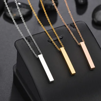Engraving Personalized Name Pendants Square Bar Custom Name Necklace Stainless Steel Pendants Necklaces Women/Men Gifts 
Engraving Personalized Name Pendants Square Bar Custom Name Necklace Stainless Steel Pendants Necklaces Women/Men Gifts