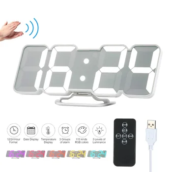 Hot 3D Wireless Remote Digital Alarm Clock USB Powered Temperature/Date Display RGB LED 3-Level Brightness Sound Control Wall Cl
Hot 3D Wireless Remote Digital Alarm Clock USB Powered Temperature/Date Display RGB LED 3-Level Brightness Sound Control Wall Cl