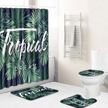 ONGLYP 4pcs Shower Curtain Set 3D Banana Leaf Bathroom Curtains with Hooks Non Slip Bath Mat Toilet Cover Rugs Mat Home Decor
ONGLYP 4pcs Shower Curtain Set 3D Banana Leaf Bathroom Curtains with Hooks Non Slip Bath Mat Toilet Cover Rugs Mat Home Decor