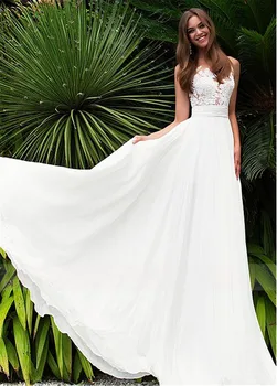 Gorgeous Sheer Appliques Lace Wedding Dresses 2020 Sleeveless Spring Bridal Gowns Sweep Train Long Beach Wedding Dress
Gorgeous Sheer Appliques Lace Wedding Dresses 2020 Sleeveless Spring Bridal Gowns Sweep Train Long Beach Wedding Dress
