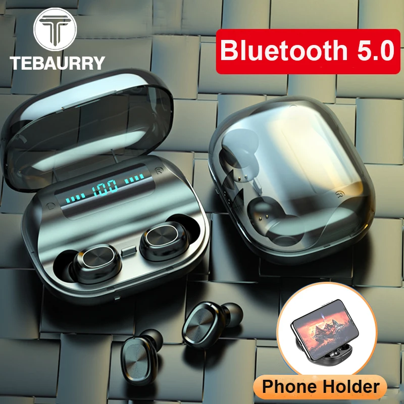 TWS Bluetooth Earphone 5.0 Wireless Headphones Touch Control HD Stereo Mini True Wireless Earbuds with Mic 1200 mAh Phone Holder
TWS Bluetooth Earphone 5.0 Wireless Headphones Touch Control HD Stereo Mini True Wireless Earbuds with Mic 1200 mAh Phone Holder