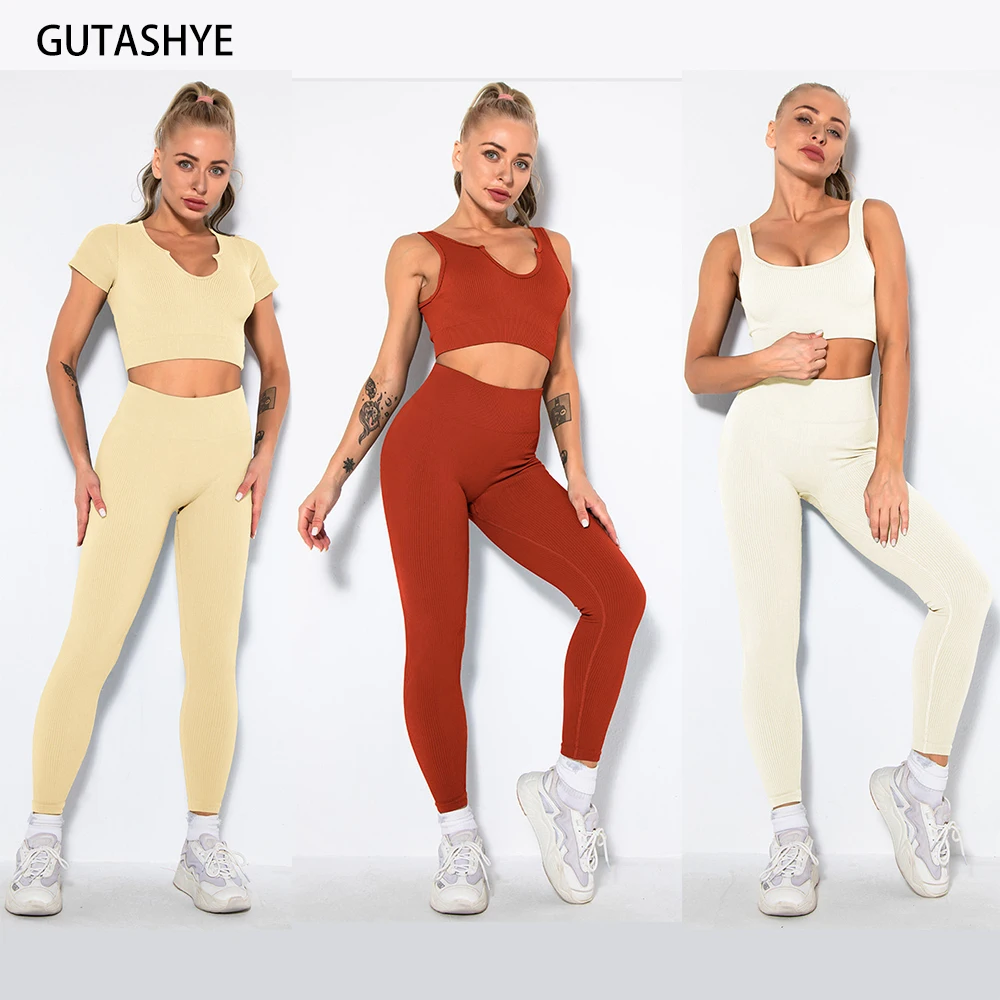 

2PCS/Set Seamless Fitness Women Yoga Suit High Stretchy Workout Sport Set Padded Sports Bra High Waist Sports Legging Gym