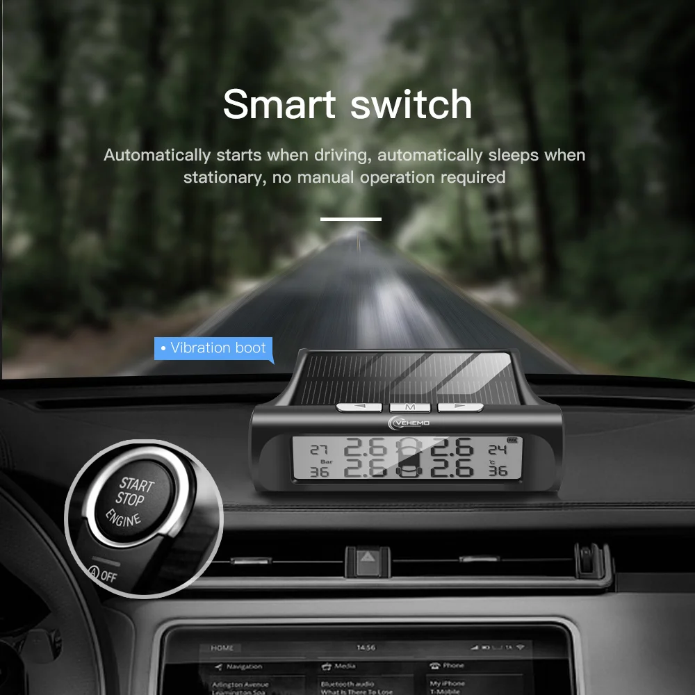(VEHEMO) C240 series car TPMS solar tire temperature and pressure monitoring system LCD screen + 4 external sensors
(VEHEMO) C240 series car TPMS solar tire temperature and pressure monitoring system LCD screen + 4 external sensors