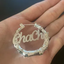 Personality Name Earrings with Matte Customized Bamboo Frosted Earrings Custom Name Earrings Bamboo Style Hoop Birthday's Gifts
Personality Name Earrings with Matte Customized Bamboo Frosted Earrings Custom Name Earrings Bamboo Style Hoop Birthday's Gifts