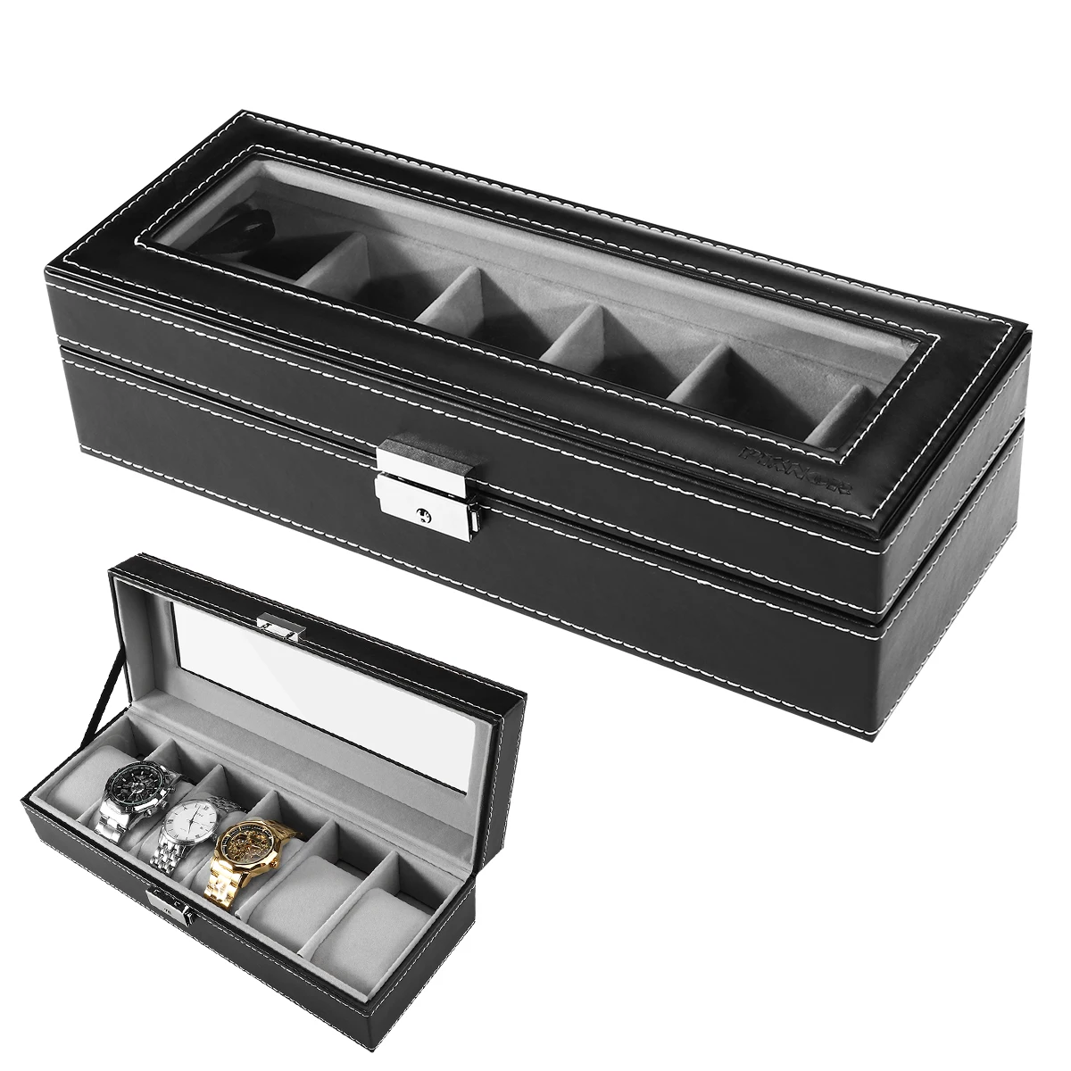 6 Slot Watch Box Case Organizer Jewelry Cosmetics Storage Box Display Holder Organizer with Glass Clear
6 Slot Watch Box Case Organizer Jewelry Cosmetics Storage Box Display Holder Organizer with Glass Clear