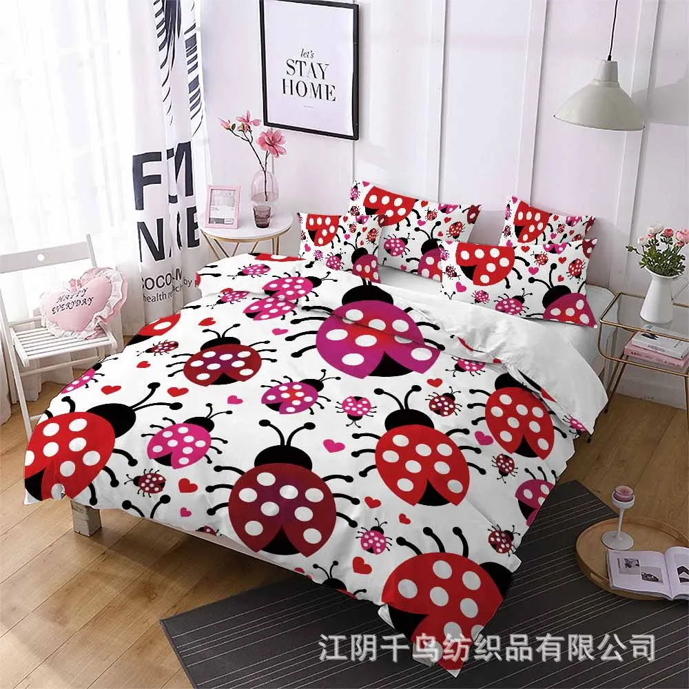 Ladybug Pattern Bedding Sets Australia /Europe/USA Full Queen King Size Quilt Duvet Cover Pillow Case 2-3 Pieces QIAN | Дом и сад
