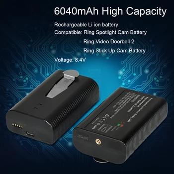 Rechargeable 3.65V Lithium-Ion Battery Compatible for Ring Video Doorbell 2 and Spotlight Cam Battery 6040mAh
Rechargeable 3.65V Lithium-Ion Battery Compatible for Ring Video Doorbell 2 and Spotlight Cam Battery 6040mAh