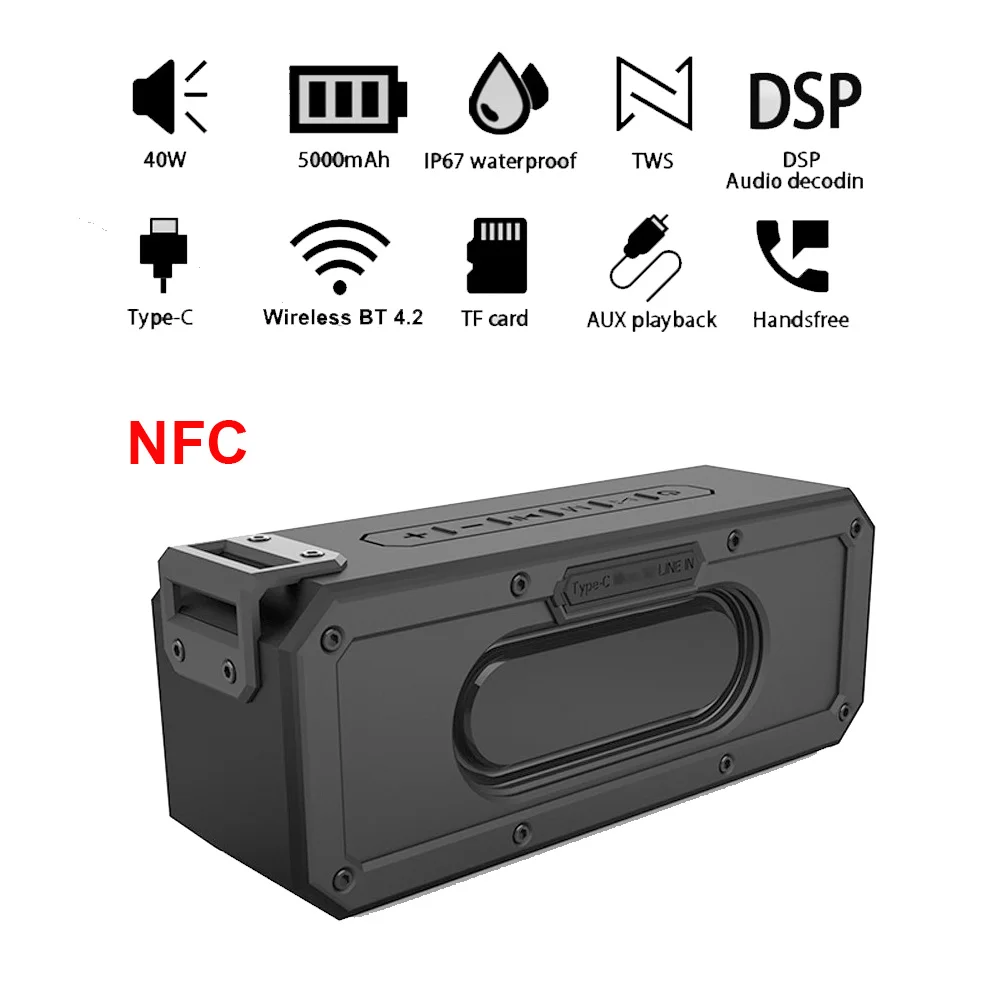 Bluetooth-колонка с NFC Портативная колонка Беспроводная супер басами
