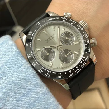 PARNIS Sapphire 39mm Crystal Watch clock Japanese quartz movement men's watch Multi-function Grey dial ceramic bezel watches
PARNIS Sapphire 39mm Crystal Watch clock Japanese quartz movement men's watch Multi-function Grey dial ceramic bezel watches