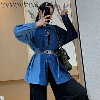 TVVOVVIN Blue Long-sleeved Lapel Stitching Contrast Color Plus Woman Denim Shirt Casual Simple Fashion 2019 Autumn New F966
TVVOVVIN Blue Long-sleeved Lapel Stitching Contrast Color Plus Woman Denim Shirt Casual Simple Fashion 2019 Autumn New F966