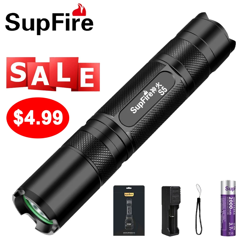 Supfire S5/S5-R5 EDC LED Powerful Flashlight Outdoor Bicycle Lamp Rechargeable Night Work Camping Portable Torch Light
Supfire S5/S5-R5 EDC LED Powerful Flashlight Outdoor Bicycle Lamp Rechargeable Night Work Camping Portable Torch Light