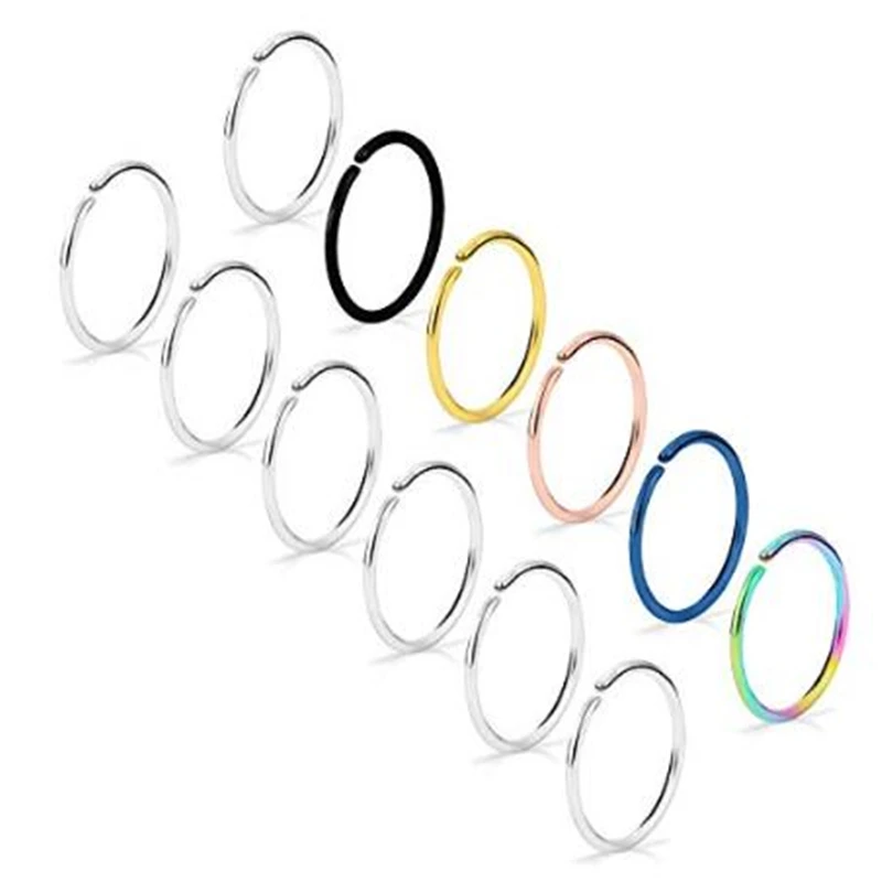 12PCS Non Pierced Stainless Steel Clip on Closure Round Ring Fake Nose Lip Helix Cartilage Tragus Ear Hoop 22 Gauge 6-10mm
12PCS Non Pierced Stainless Steel Clip on Closure Round Ring Fake Nose Lip Helix Cartilage Tragus Ear Hoop 22 Gauge 6-10mm