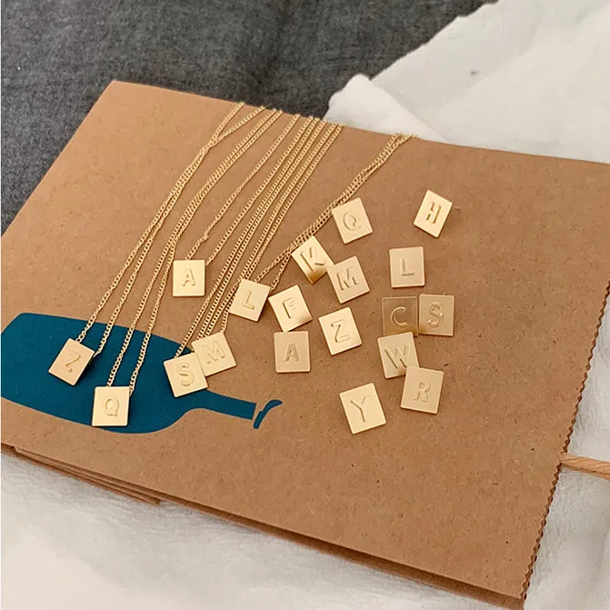 AOMU 2020 New Retro Geometric Square Letter Pendant Necklace Golden Color Metal Necklace for Women Girls Jewelry
AOMU 2020 New Retro Geometric Square Letter Pendant Necklace Golden Color Metal Necklace for Women Girls Jewelry