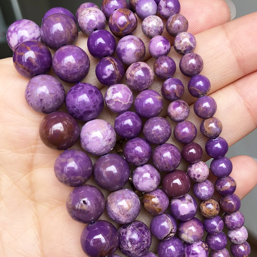 

AB Natural Phosphosiderite American Purple Mica Gem Stone Beads For Jewelry Making Round Loose Beads DIY Bracelet 15'' 6 8 10mm
