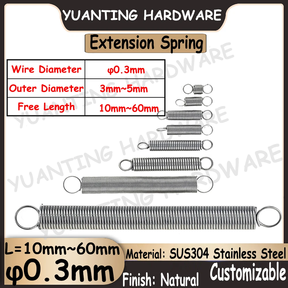 10Pcs SUS304 Stainless Steel S Hook Cylindroid Helical Pullback Tiny Extension Springs Tension Coil Wire Diameter 0.3mm
10Pcs SUS304 Stainless Steel S Hook Cylindroid Helical Pullback Tiny Extension Springs Tension Coil Wire Diameter 0.3mm