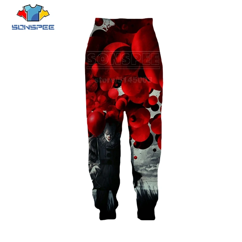 SONSPEE Men Women 3D Print Horror Movie It Chapter Two Pennywise Trousers Hip Hop Street Sports Fitness Elastic Pants C063-14
SONSPEE Men Women 3D Print Horror Movie It Chapter Two Pennywise Trousers Hip Hop Street Sports Fitness Elastic Pants C063-14