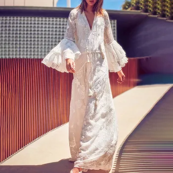 Women Lace Embroidery Sexy party maxi Dress Ruffle Sleeve Causal White Dresses Hollow Out long Dress Vestidos 2019 New
Women Lace Embroidery Sexy party maxi Dress Ruffle Sleeve Causal White Dresses Hollow Out long Dress Vestidos 2019 New