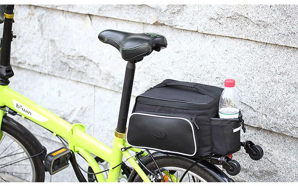 10L Bicycle Rear Rack Bag Carbon Fiber Leather Bike Rear Seat Pannier Large Capacity Cycling Rack Cargo Bags Pouch BC0142 (2)
