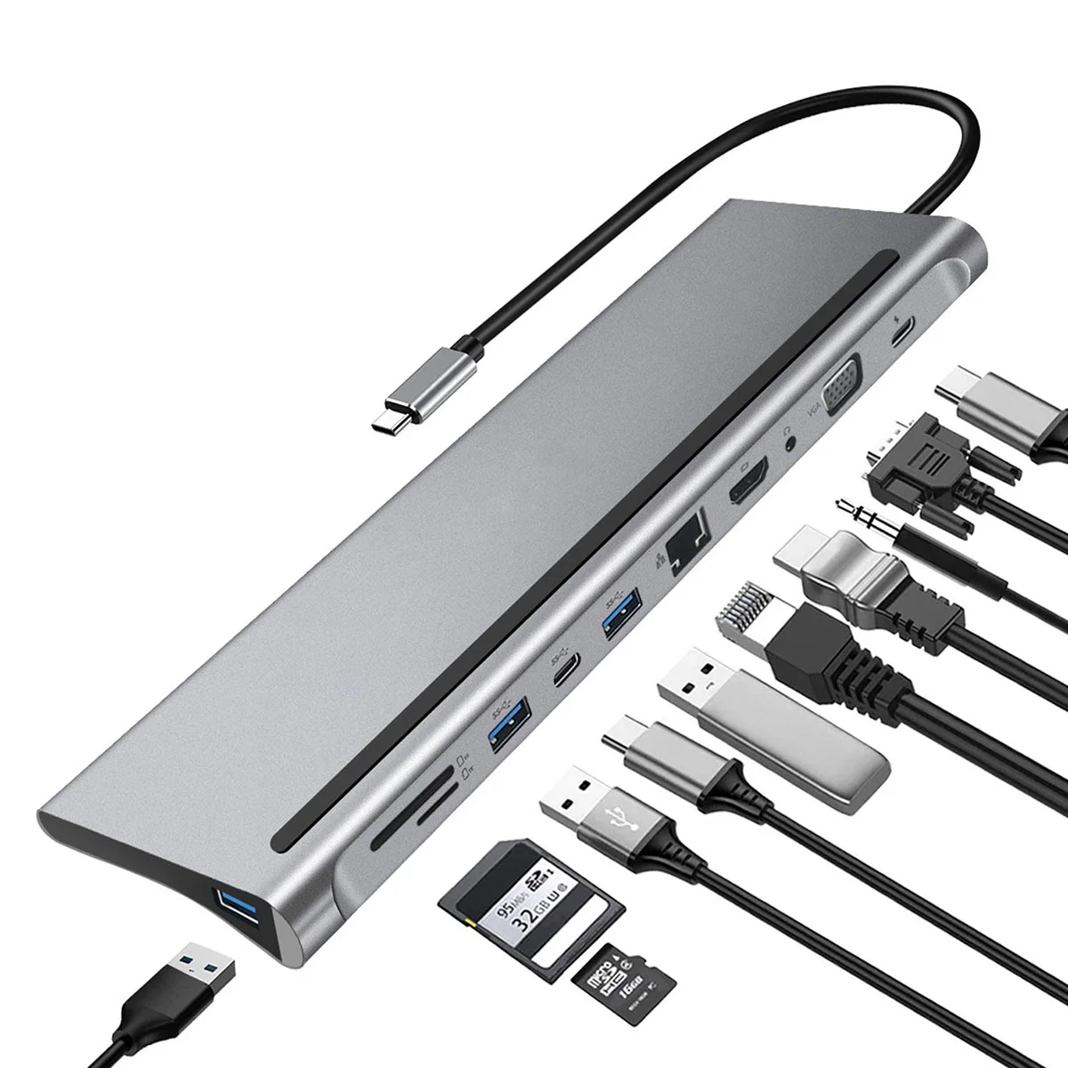 USB C Hub Type C Adapter 11 in 1 87w Charger Port 4K HD, VGA SD TF Card Reader 4 USB3.0 Ports
USB C Hub Type C Adapter 11 in 1 87w Charger Port 4K HD, VGA SD TF Card Reader 4 USB3.0 Ports