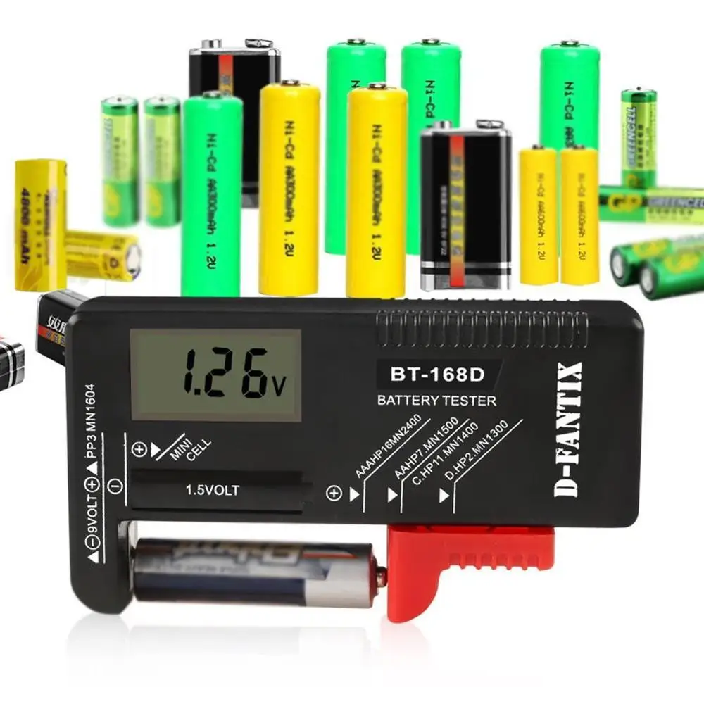 BT-168D Digital Battery Capacitance Diagnostic Tool Battery Tester LCD Display Check AAA AA Button Cell Universal Tester
BT-168D Digital Battery Capacitance Diagnostic Tool Battery Tester LCD Display Check AAA AA Button Cell Universal Tester