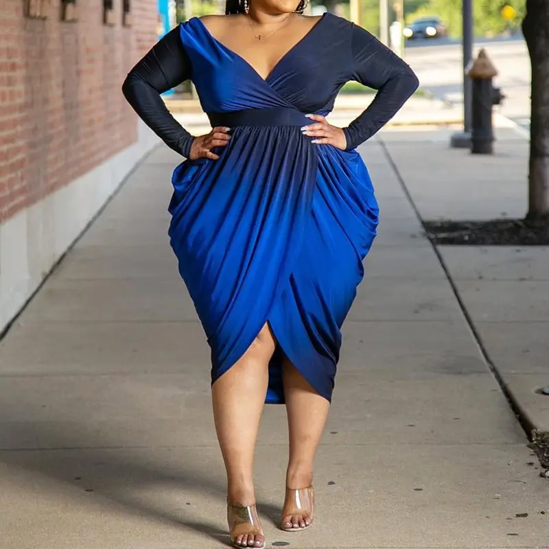 3XL 4XL 5XL Plus Size Gradient Blue Sexy Party Dress Women Big High Waist Female Evening Dinner Pleated Long Sleeve Dresses Fall
3XL 4XL 5XL Plus Size Gradient Blue Sexy Party Dress Women Big High Waist Female Evening Dinner Pleated Long Sleeve Dresses Fall